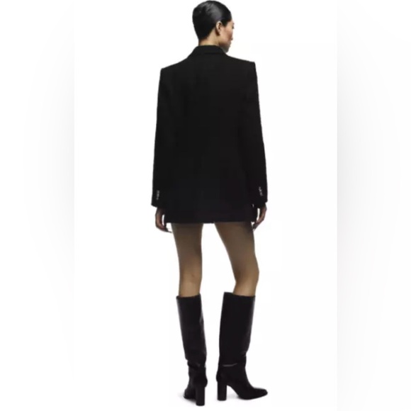 Zara Tweed Blazer Dress Jacket Suit Textured Black Gold Buttons Tailored M $119 - Picture 9 of 13